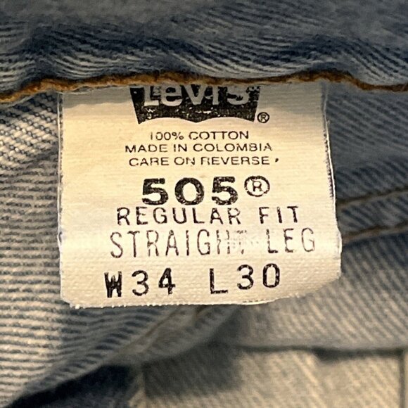 Men's VTG Levis 505 Regular Fit Denim Jeans 34x30 Blue Y2K  Distressed Bleached - Picture 8 of 11